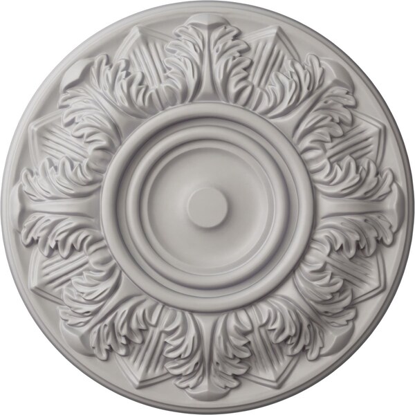Ekena Millwork Whitman Ceiling Medallion (For Canopies up to 3 3/4"), Hnd-Painted Ultra Pure White, 13"OD x 1 3/8"P CM13WHUWF - main